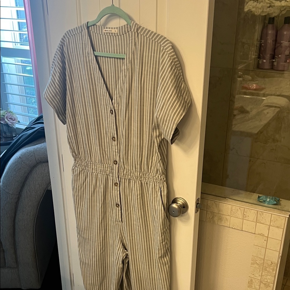 Marine Layer Striped Button-Down Jumpsuit
